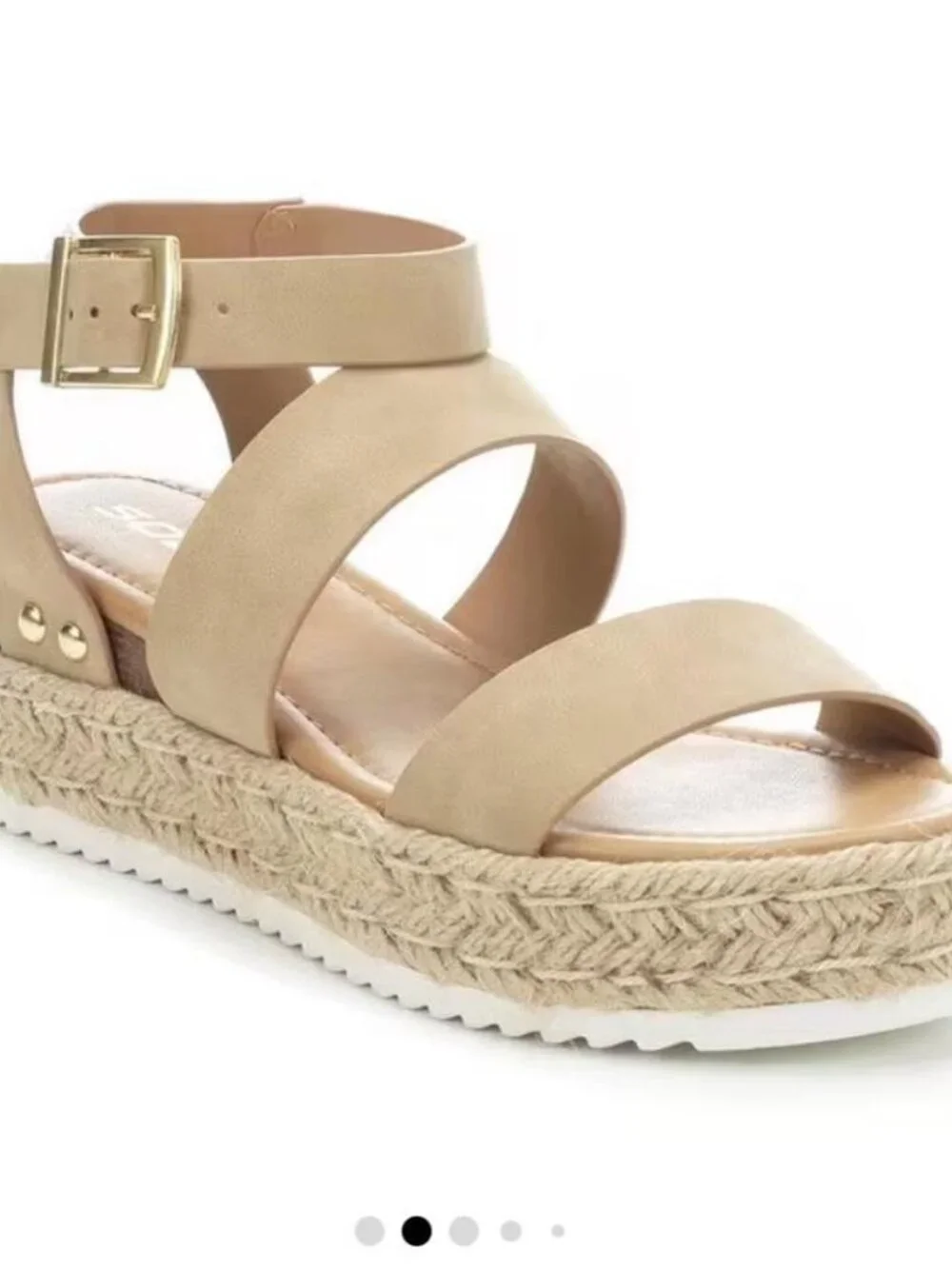 SODA Tan suede espadrille platform wedge sandals...